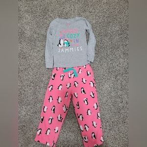 Carter's girls 4t fleece penguin winter cozy pajama set sparkly